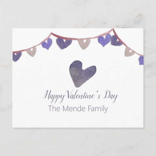 Watercolor Valentijnsdag Banner Hart Postkaart (Voorkant)