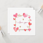 Watercolor Valentijnsdag jubileumkaarten Kaart (Voorkant / Achterkant in situ)