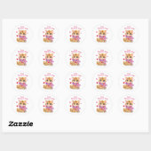 Watercolor Valentijnsdag Kitty Ronde Sticker (Vel)