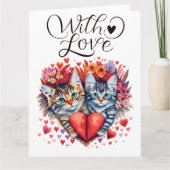 Watercolor Valentijnskaarten katten met liefde Kaart (Voorkant)