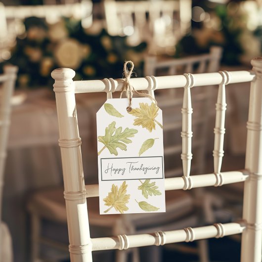 Watercolor Vallende Bladeren Thanksgiving Cadeaubi Cadeaulabel