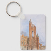 Watercolor van gotische kerk sleutelhanger (Voorkant)