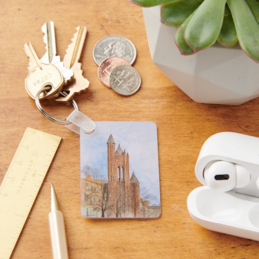 Watercolor van gotische kerk sleutelhanger (Bureau)
