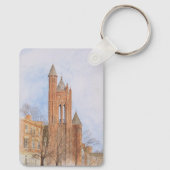 Watercolor van gotische kerk sleutelhanger (Achterkant)