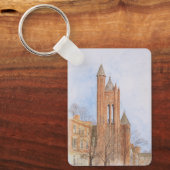 Watercolor van gotische kerk sleutelhanger (Voorkant)