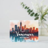 Watercolor Vancouver Washington State skyline Briefkaart (Staand voorkant)
