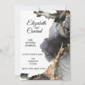 Watercolor Vanessa Black and White Save the Date Kaart (Achterkant)