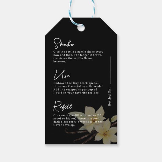 Watercolor Vanille Zwarte Extract Instructie Cadeaulabel (Voorkant)