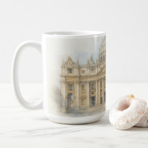 Watercolor Vaticaan Sint-Pietersbasiliek Italië Koffiemok