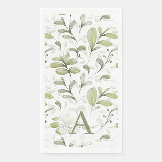 Watercolor Veenbes Tak Monogram Geschenk Kerstmis Servet (Voorkant)