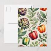 Watercolor Vegetable Garden Pattern Briefkaart (Voorkant / Achterkant)