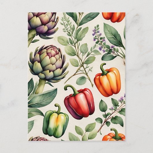 Watercolor Vegetable Garden Pattern Briefkaart (Voorkant)