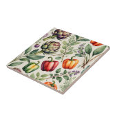 Watercolor Vegetable Garden Pattern Tegeltje (Zijkant)