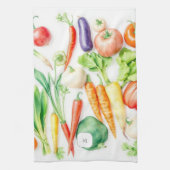 Watercolor vegetables pattern monogrammed theedoek (Verticaal)