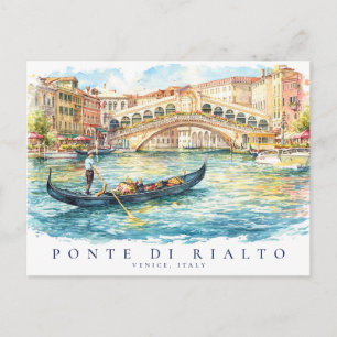 Watercolor Venetië Rialtobrug Italië Reizen Briefkaart