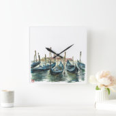 Watercolor Venice Vierkante Klok (Huis)