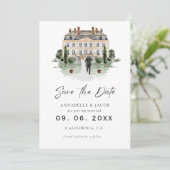 Watercolor Venue Wedding Save the Date  (Staand voorkant)