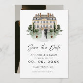 Watercolor Venue Wedding Save the Date  (Voorkant / Achterkant)