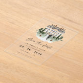 Watercolor Venue Wedding Save the Date  Acryl Uitnodigingen (Laagn)