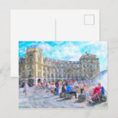 Watercolor verf van München Stachus. Briefkaart (Voorkant / Achterkant)