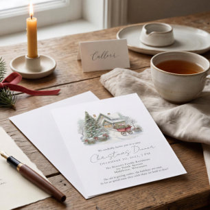 Watercolor Verhaalboek Kerst Kar Diner Kaart