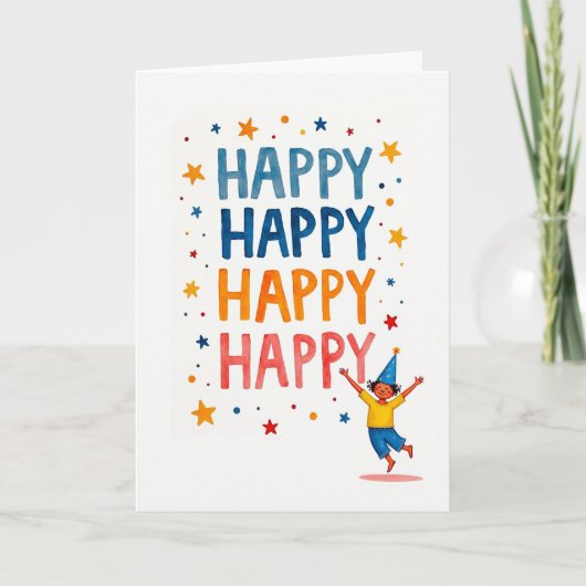 Watercolor Verjaardags Fun Kaart (Voorkant)
