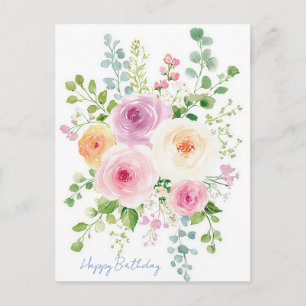 Watercolor verjaardagsansichtkaart briefkaart