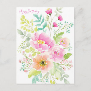Watercolor verjaardagsansichtkaart briefkaart