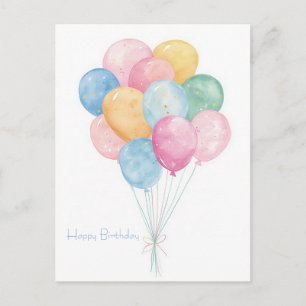 Watercolor verjaardagsansichtkaart briefkaart
