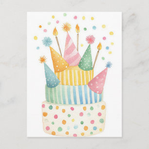 Watercolor verjaardagsansichtkaart briefkaart