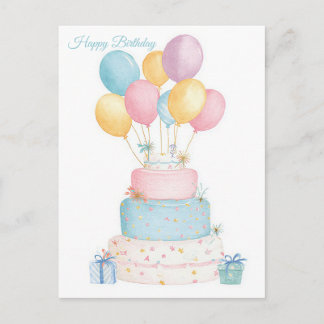 Watercolor verjaardagsansichtkaart briefkaart