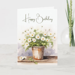 Watercolor verjaardagsboeket van madeliefjes kaart
