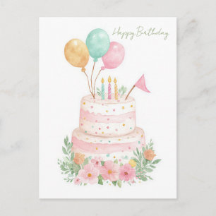 Watercolor verjaardagskaart briefkaart