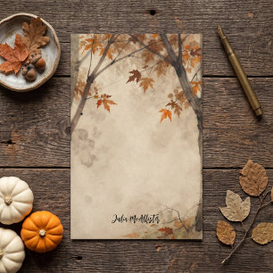 Watercolor Verschroeid Oranje Herfstbladeren Vinta Briefpapier