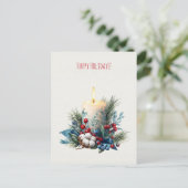 Watercolor versierde Kerst Kaars Feestdagenkaart (Staand voorkant)