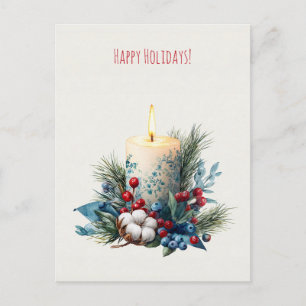 Watercolor versierde Kerst Kaars Feestdagenkaart