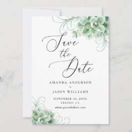 Watercolor vetplanten. Groene cactus botanisch Save The Date