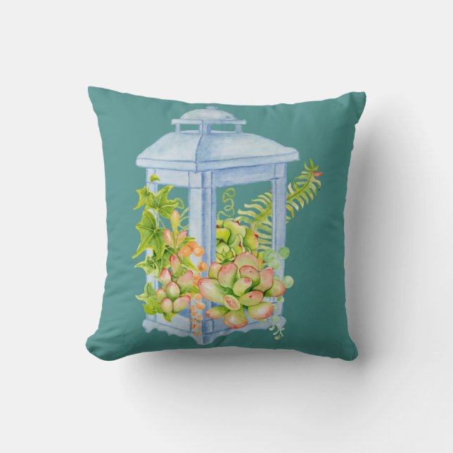 Watercolor Vetplanten Planter Kussen (Voorkant)