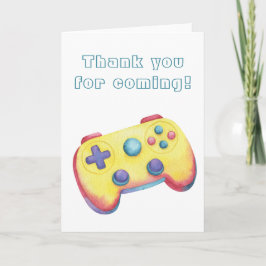 Watercolor videospel kinderen verjaardag bedankkaart