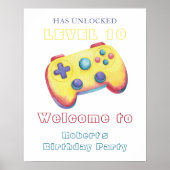 Watercolor videospel kinderen verjaardag poster (Voorkant)
