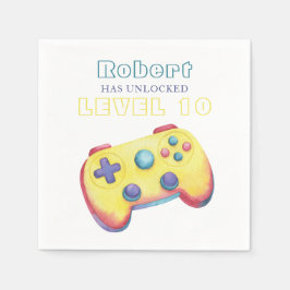 Watercolor videospel kinderen verjaardag servet