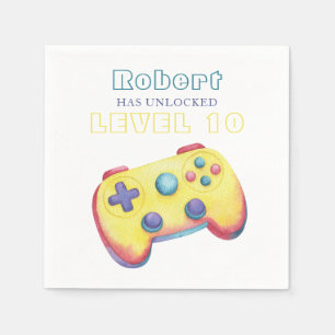 Watercolor videospel kinderen verjaardag servet