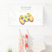 Watercolor videospel kinderen verjaardag spandoek (Insitu)