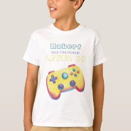 Watercolor videospel kinderen verjaardag t-shirt