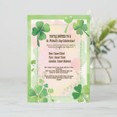 Watercolor Vierbladige Klaver Shamrock St. Patrick Kaart (Staand voorkant)