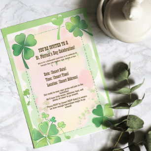 Watercolor Vierbladige Klaver Shamrock St. Patrick Kaart