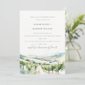 Watercolor Vineyard Landscape Rehearsal Dinner Kaart (Staand voorkant)