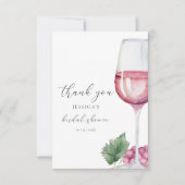 Watercolor Vino before Vows Bruidsfeest Bedankkaart (Voorkant)