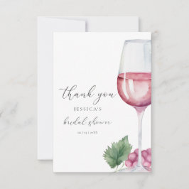 Watercolor Vino before Vows Bruidsfeest Bedankkaart