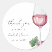 Watercolor Vino before Vows Bruidsfeest Ronde Sticker (Voorkant)